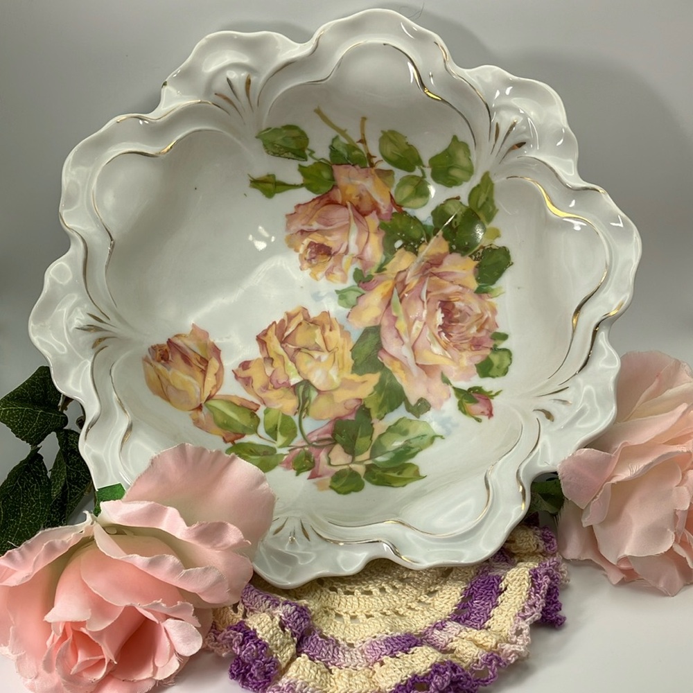 Antique German Scalloped Porcelain Bowl